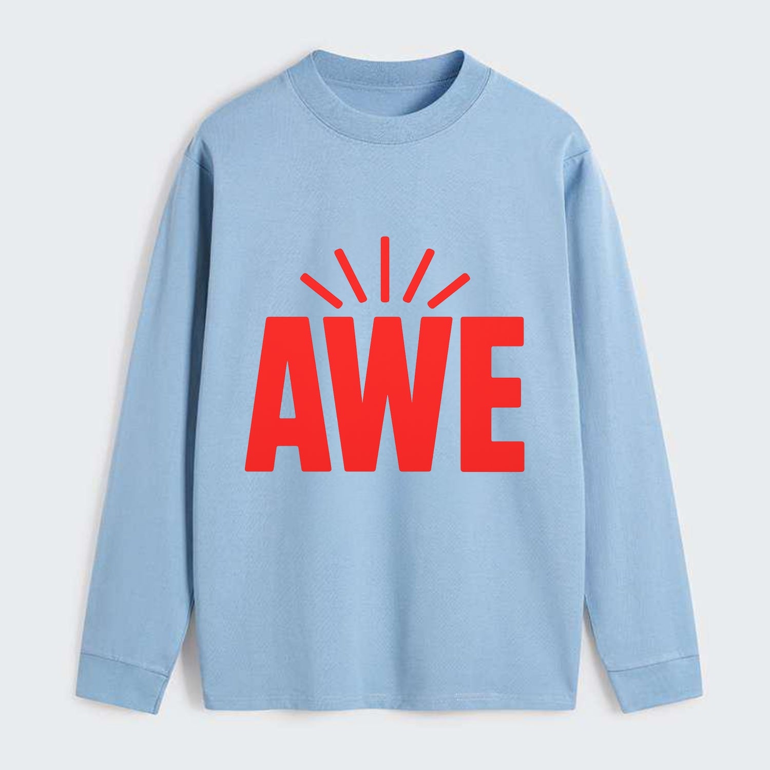 Bold typography design - "AWE" - overwhelming wonder - Classic Long Sleeve Shirt - Light Blue
