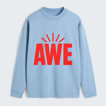 Bold typography design - "AWE" - overwhelming wonder - Classic Long Sleeve Shirt - Light Blue