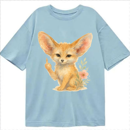 tiny fennec fox with oversized ears, one small paw raised in sass - Classic T-shirt - Light Blue