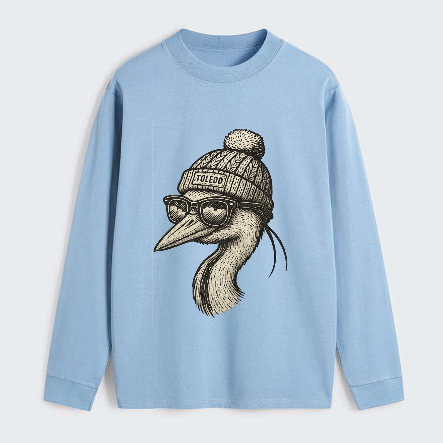 Toledo Great Blue Heron wearing Toledo b - Classic Long Sleeve Shirt - Light Blue