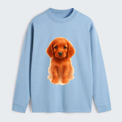 Baby Irish Setter Puppy - mahogany red coat, feathered ears, friendly - Classic Long Sleeve Shirt - Light Blue