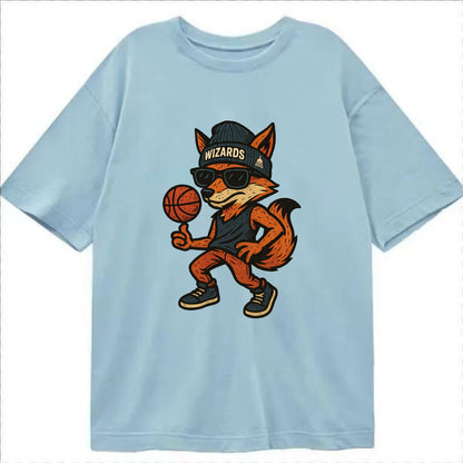 Washington Fox wearing Wizards beanie with capitol patch and wayfarer sunglasses - Classic T-shirt - Light Blue