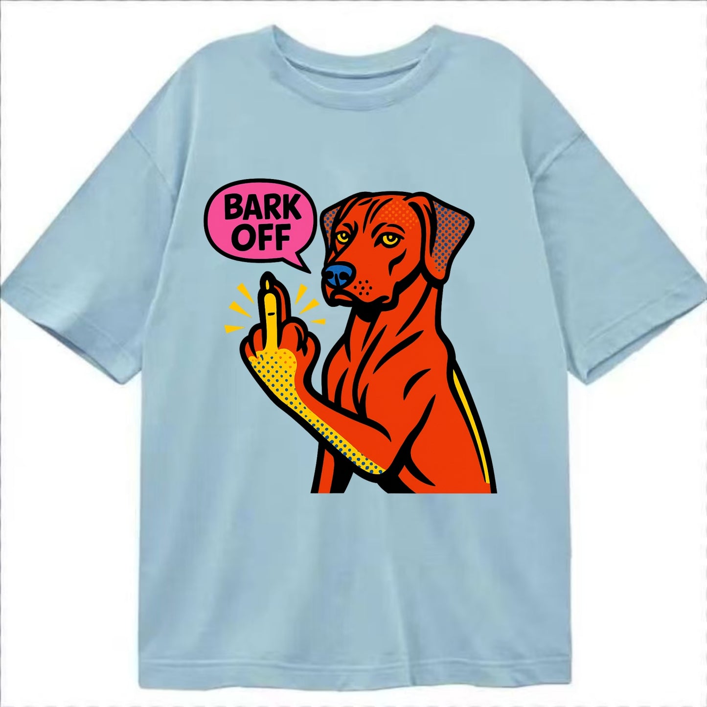 Rhodesian Ridgeback with distinctive ridge on back, athletic muscular paw up - Classic T-shirt - Light Blue