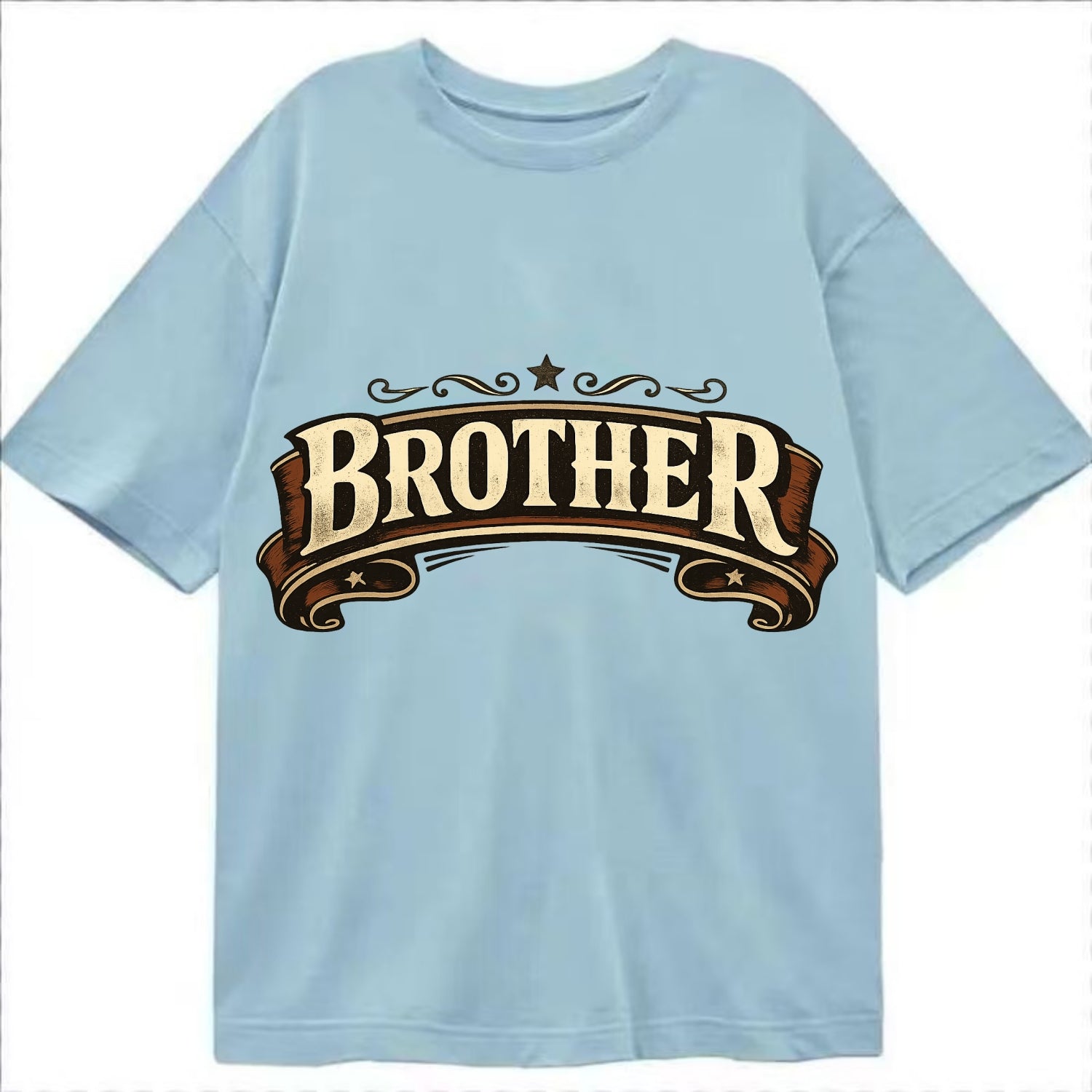 Bold typography design - "BROTHER" - male bond, brotherhood - Classic T-shirt - Light Blue