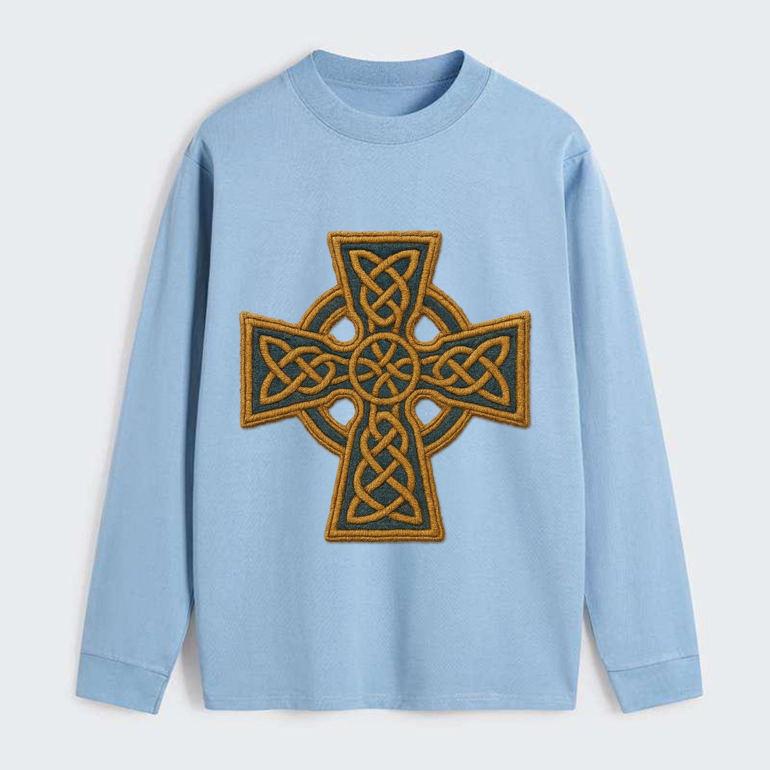 Book Of Kells Cross - Classic Long Sleeve Shirt - Light Blue