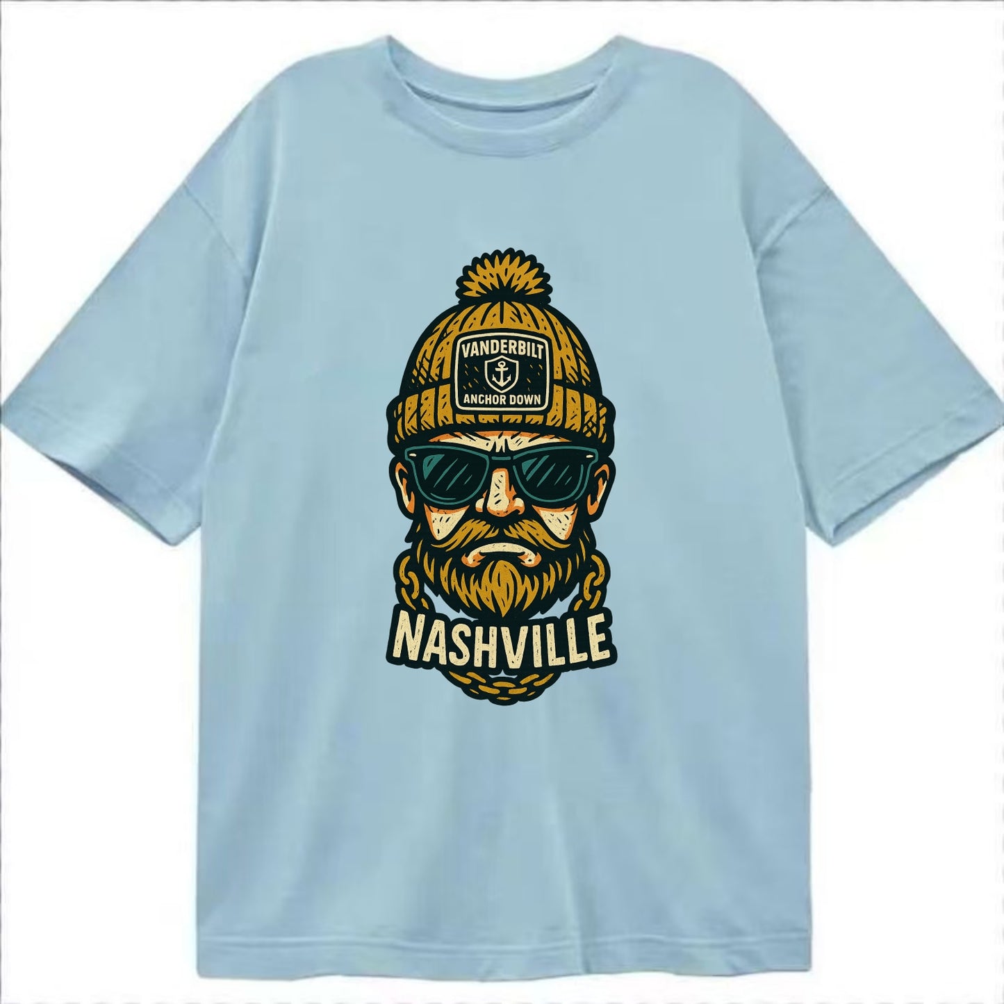 Nashville Commodore wearing Vanderbilt beanie with anchor patch - Classic T-shirt - Light Blue