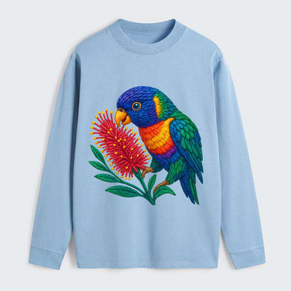 Rainbow Lorikeet Bottlebrush - Classic Long Sleeve Shirt - Light Blue