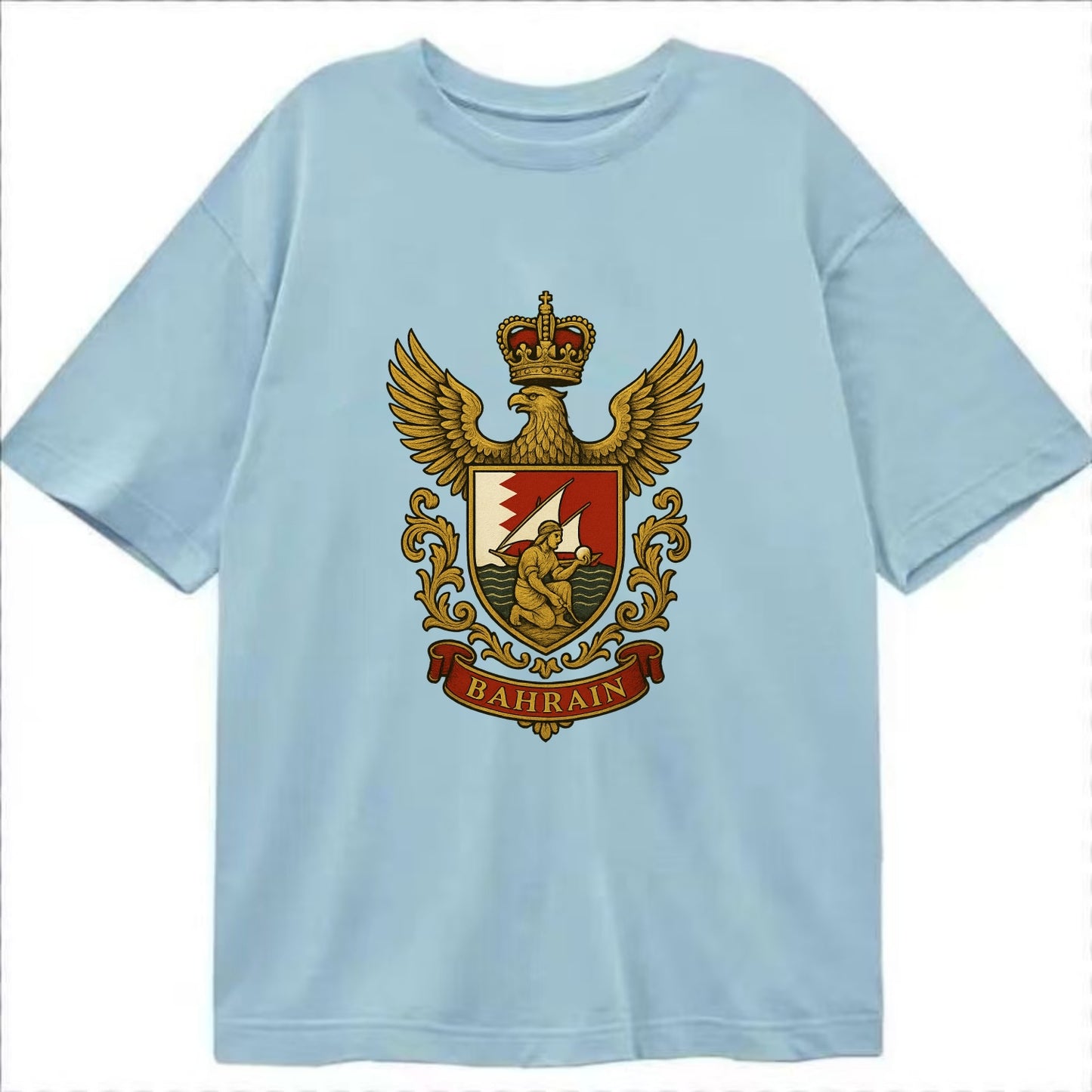 Bahrain Heritage Badge  - Classic T-shirt - Light Blue