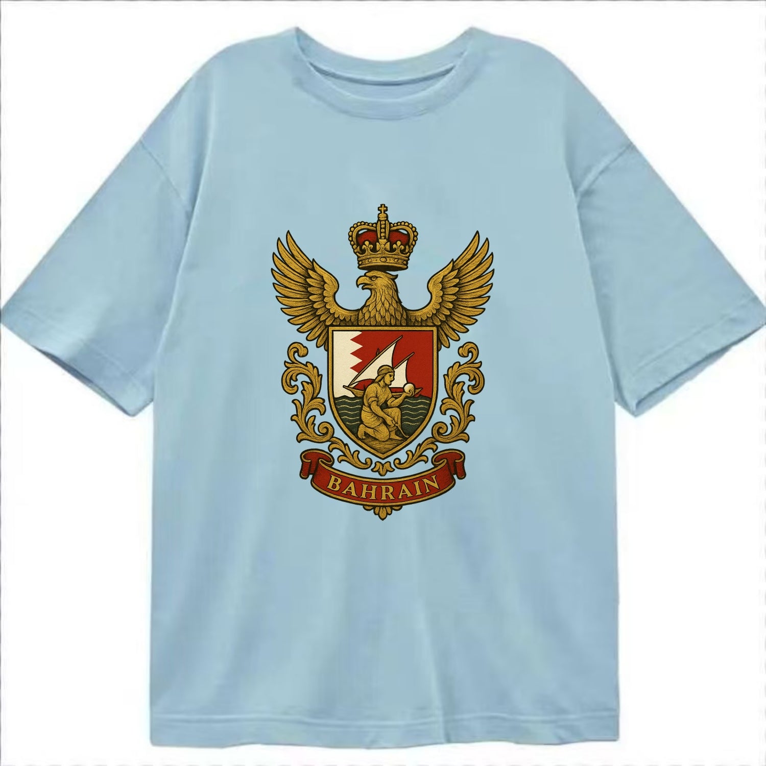 Bahrain Heritage Badge  - Classic T-shirt - Light Blue