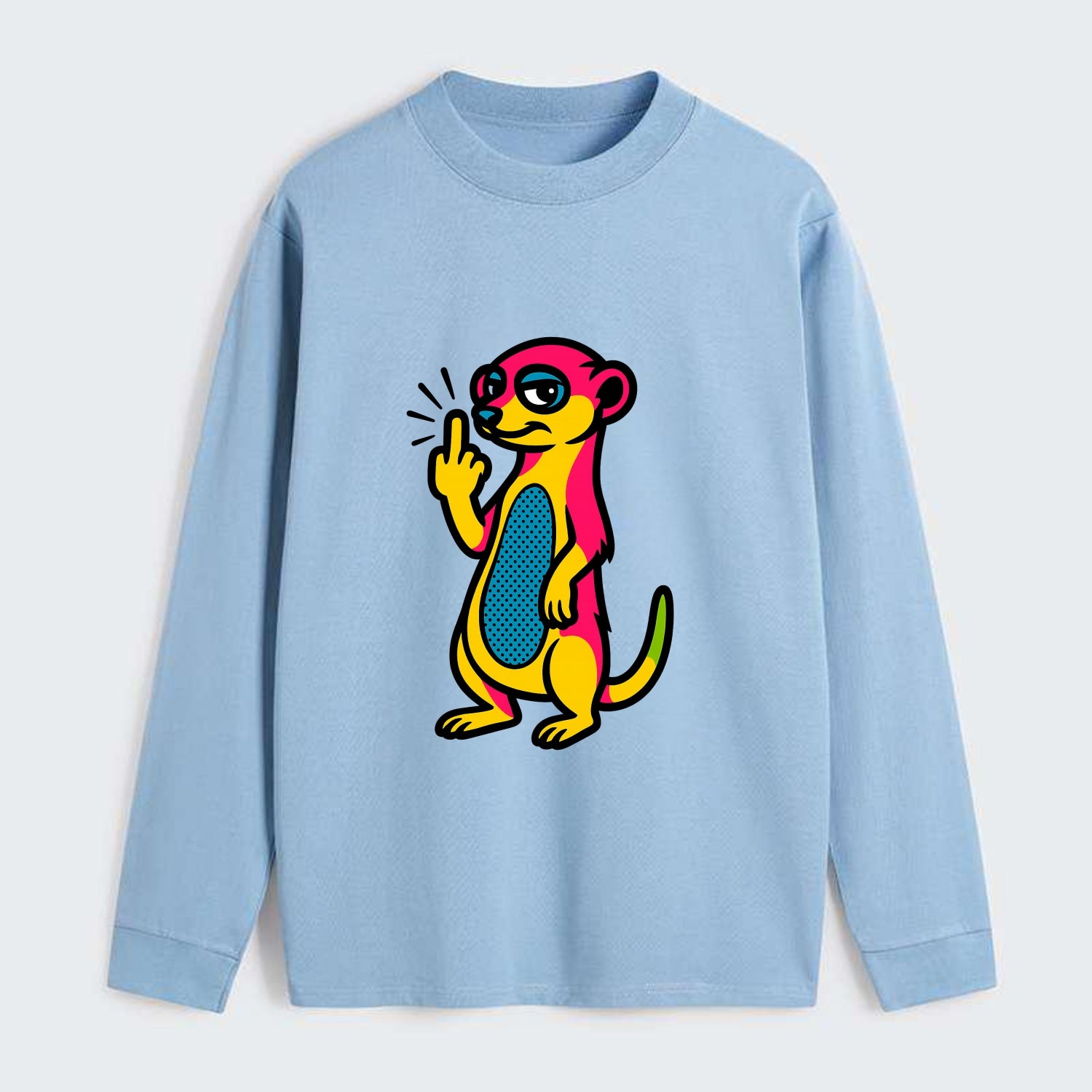 cute meerkat standing guard on hind legs, one front paw raised in sassy - Classic Long Sleeve Shirt - Light Blue