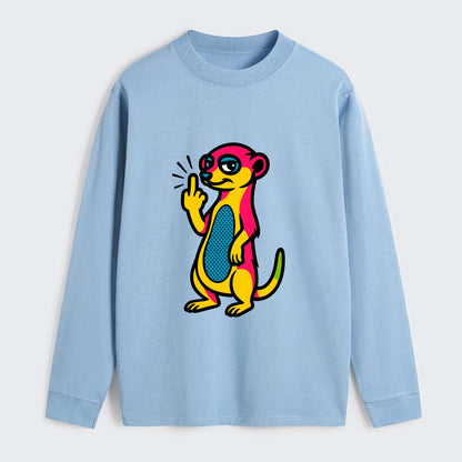 cute meerkat standing guard on hind legs, one front paw raised in sassy - Classic Long Sleeve Shirt - Light Blue