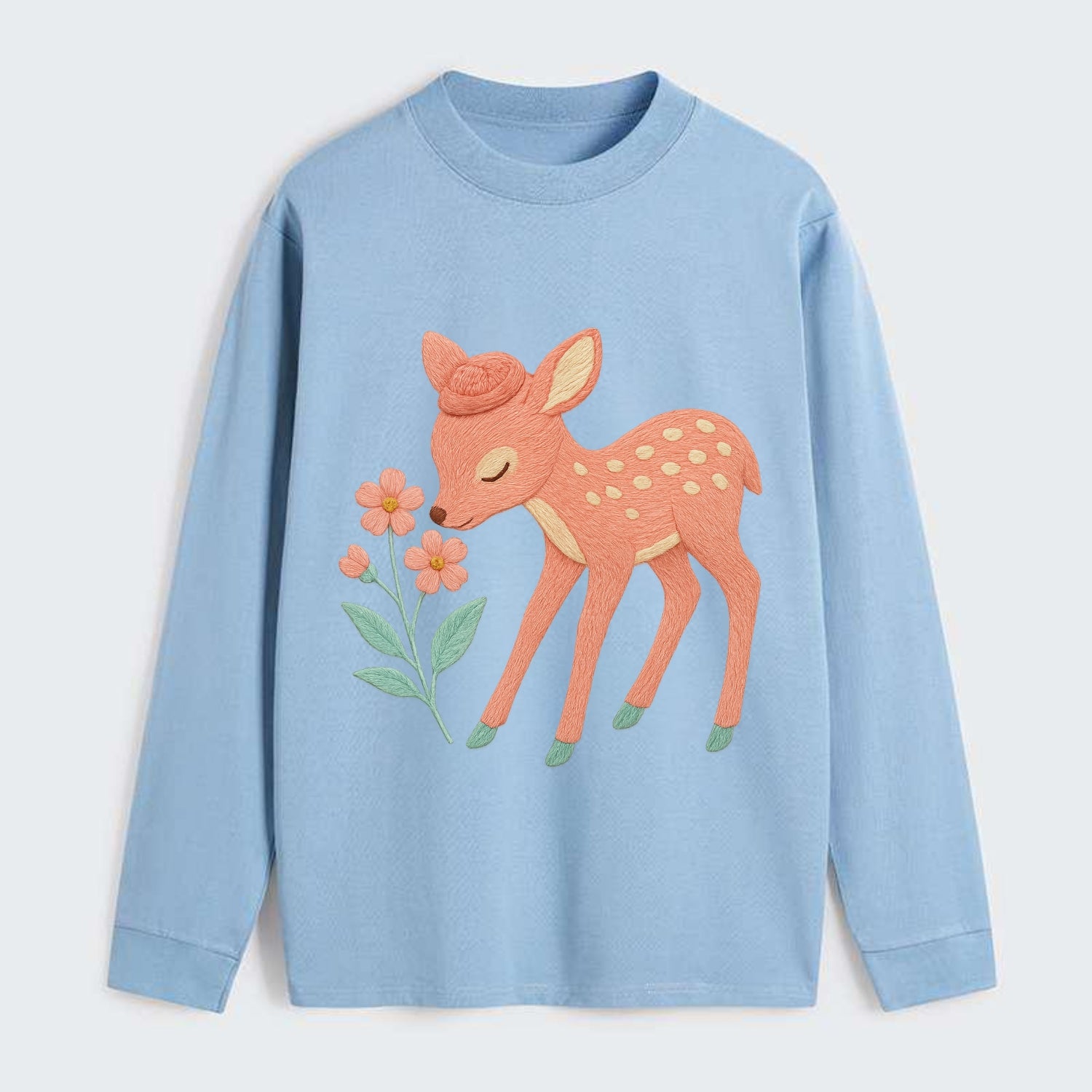 Coral Fawn - Classic Long Sleeve Shirt - Light Blue