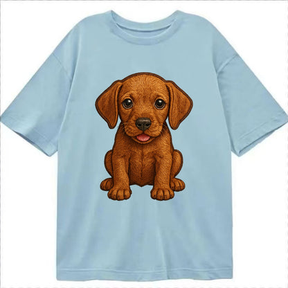 Baby Vizsla Puppy - golden rust coat, soulful eyes, athletic build, front-facing, - Classic T-shirt - Light Blue