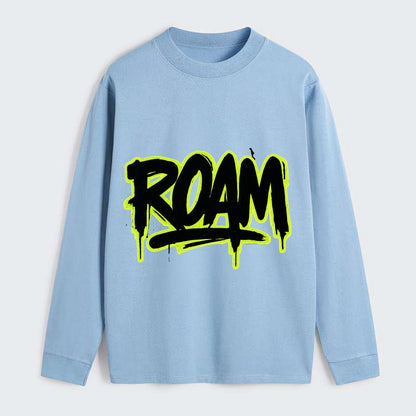 Bold typography design - "ROAM" - wander freely, no destination needed - Classic Long Sleeve Shirt - Light Blue