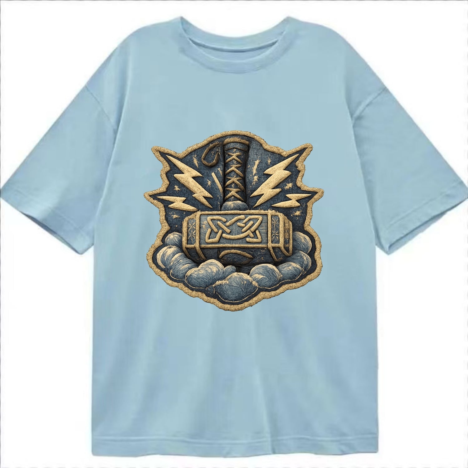 THOR HAMMER MJOLNIR - mighty hammer in silver and blue , thunder god - Classic T-shirt - Light Blue