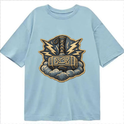 THOR HAMMER MJOLNIR - mighty hammer in silver and blue , thunder god - Classic T-shirt - Light Blue
