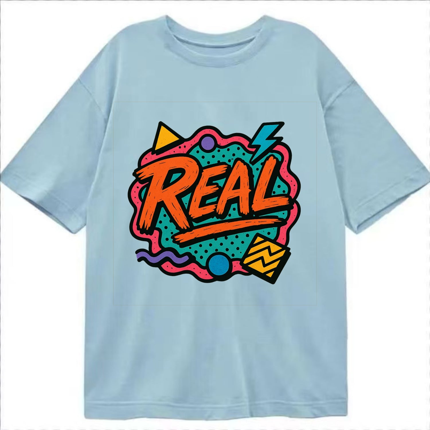 Imperfect brush strokes spelling "Real" - authenticity over perfection, raw and - Classic T-shirt - Light Blue