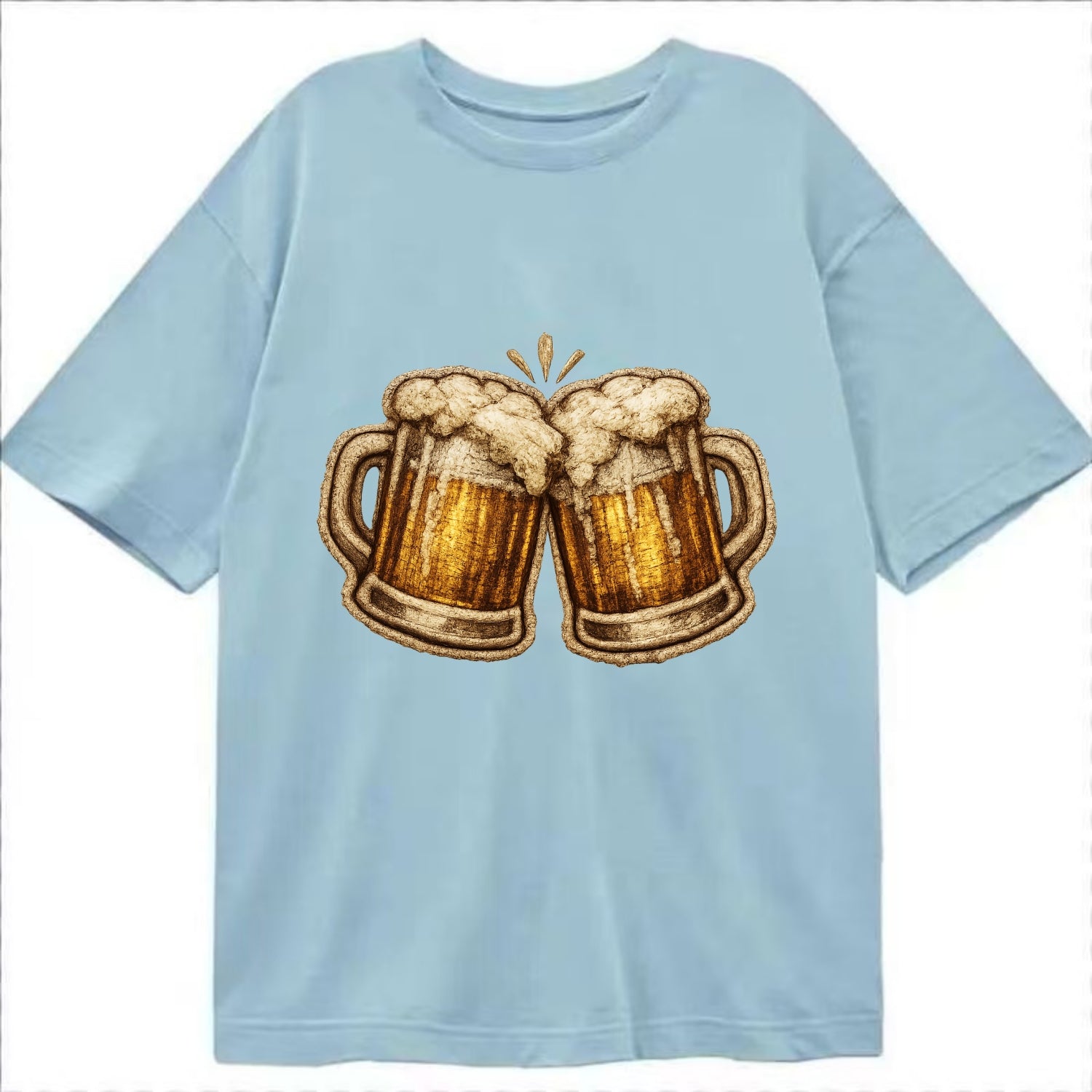 BEER MUG CHEERS - frosty beer stein in gold and amber , brewery - Classic T-shirt - Light Blue