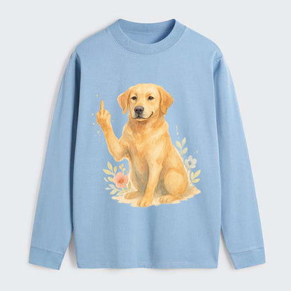 Labrador Retriever yellow sitting pretty, friendly face, strong paw up - Classic Long Sleeve Shirt - Light Blue