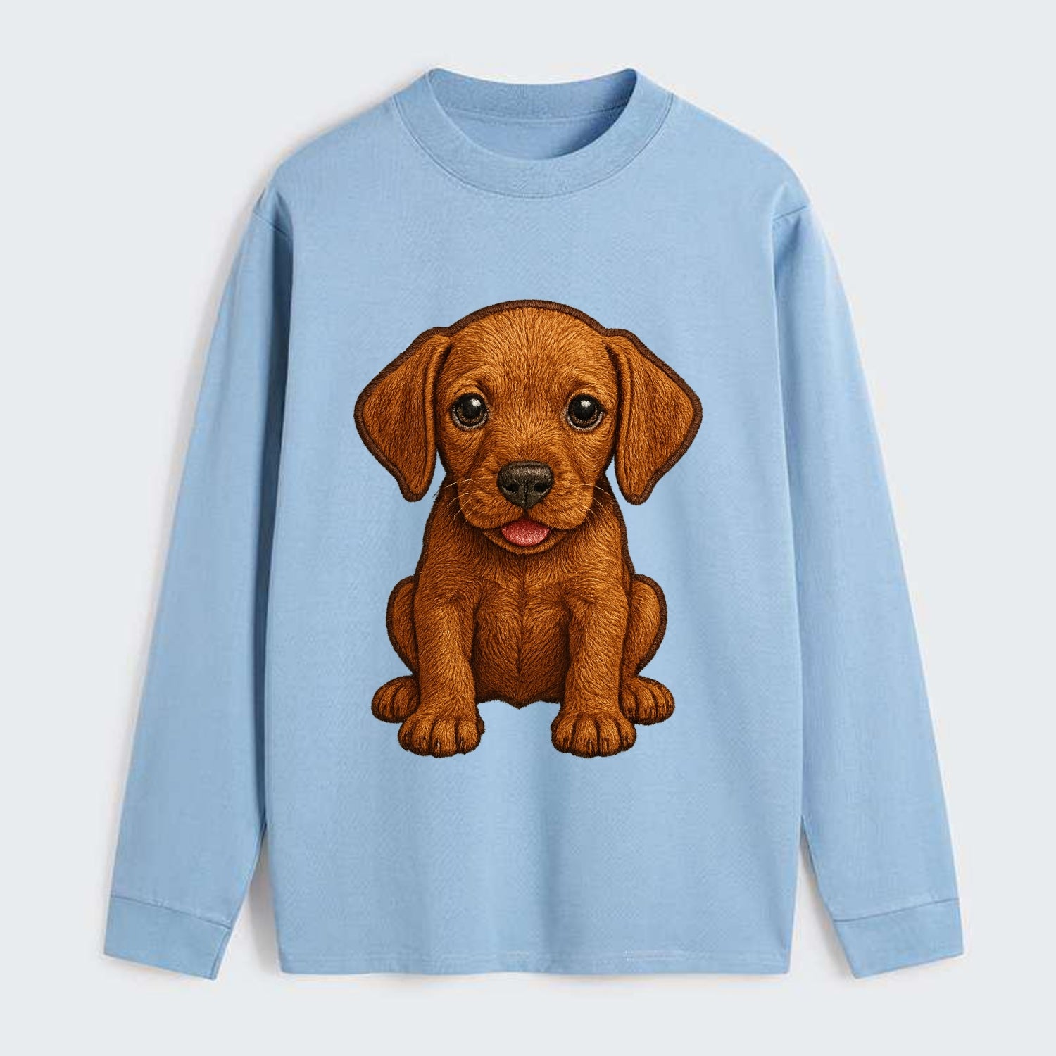 Baby Vizsla Puppy - golden rust coat, soulful eyes, athletic build, - Classic Long Sleeve Shirt - Light Blue