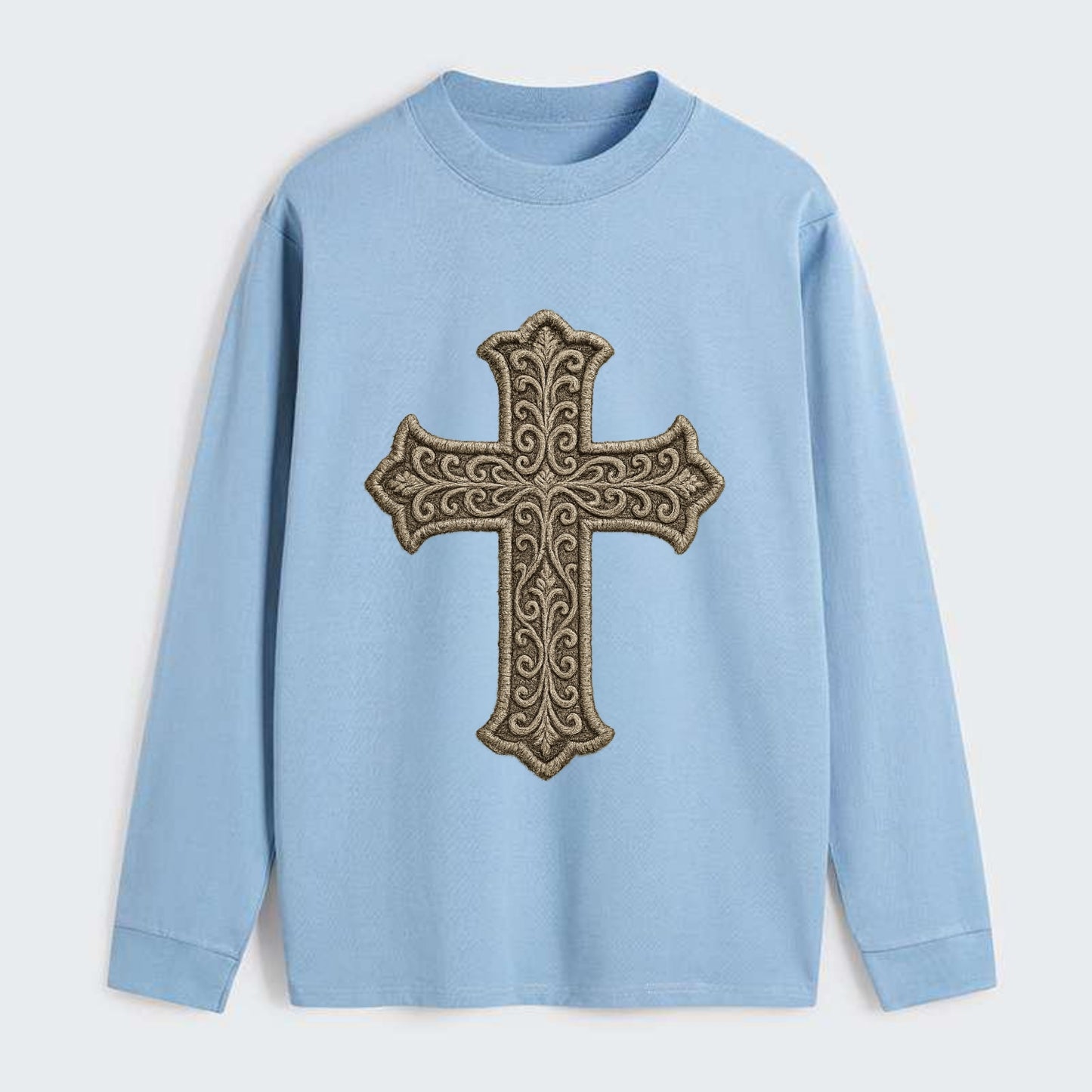 Filigree Cross  - Classic Long Sleeve Shirt - Light Blue