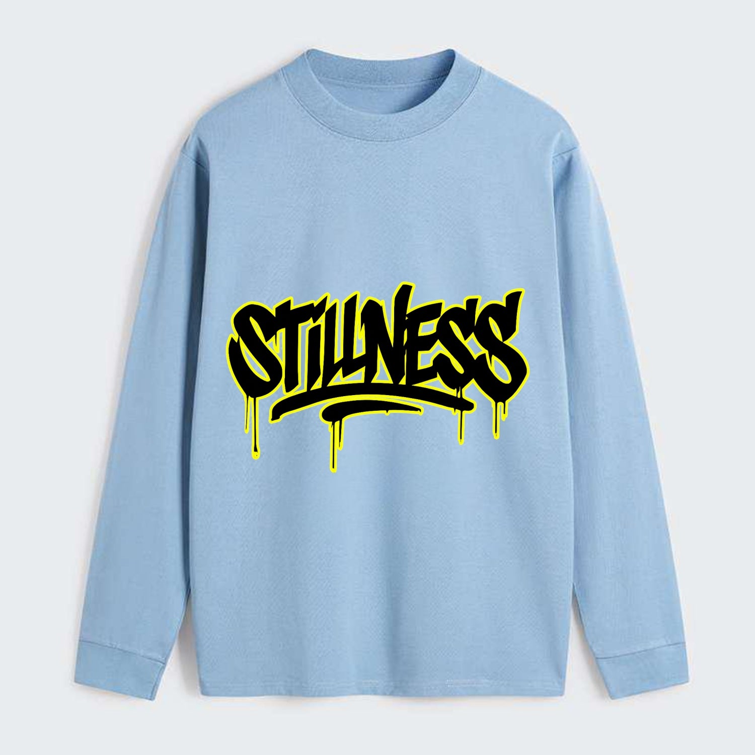Bold typography design - "STILLNESS" - quiet power, peaceful presence - Classic Long Sleeve Shirt - Light Blue