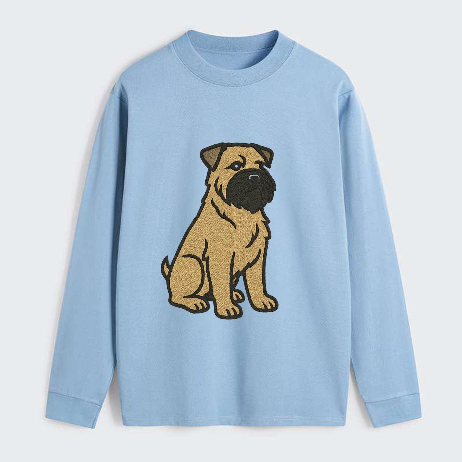 Bouvier des Flandres - Fawn rough coat embroidered design - Classic Long Sleeve Shirt - Light Blue