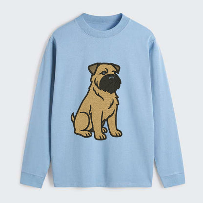 Bouvier des Flandres - Fawn rough coat embroidered design - Classic Long Sleeve Shirt - Light Blue