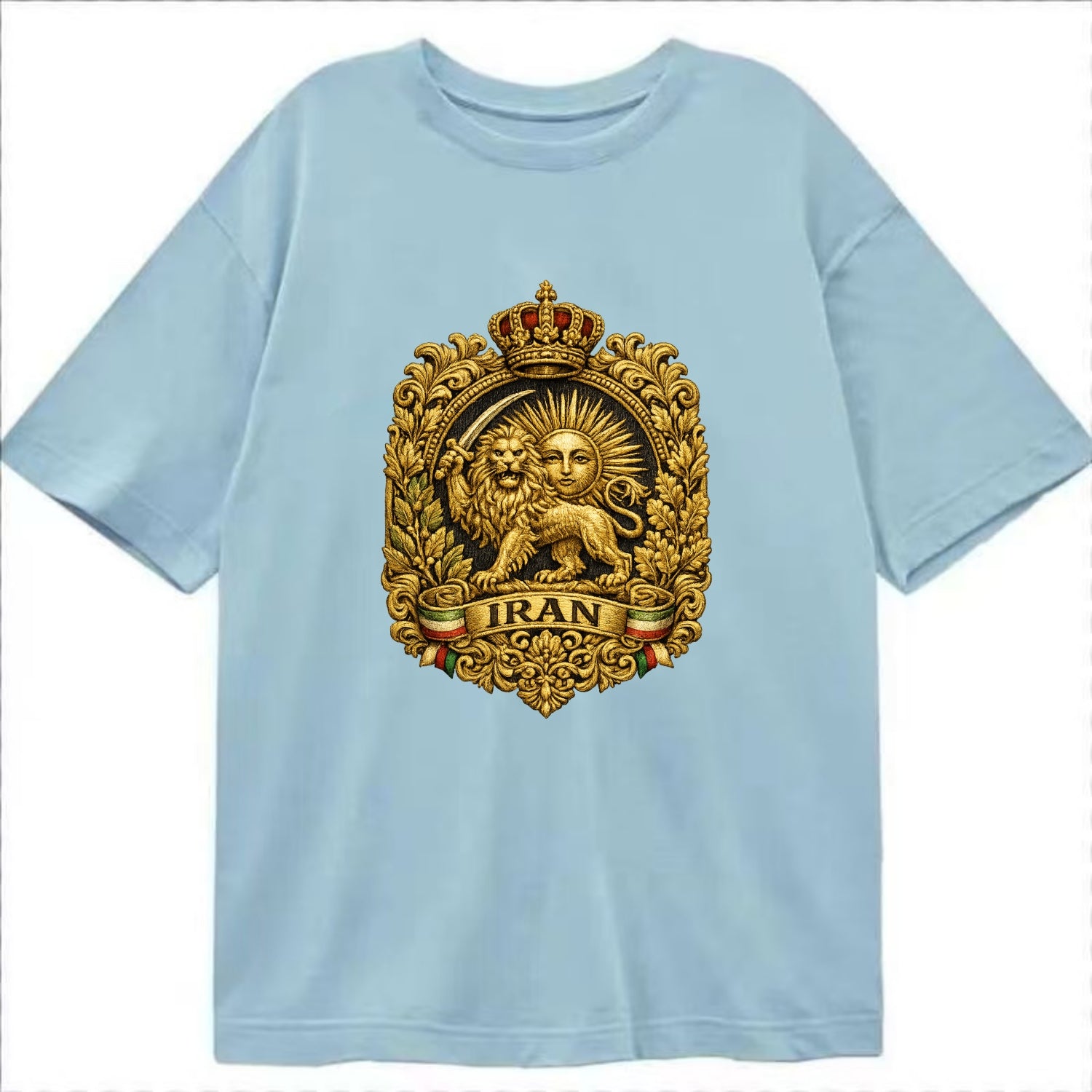 Iran Lion Sun Badge - Classic T-shirt - Light Blue