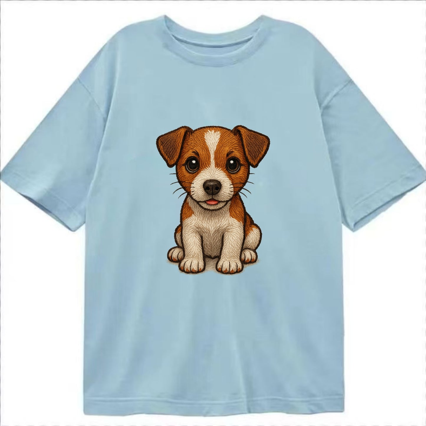 Baby Jack Russell Terrier Puppy - white with markings, alert ears, energetic - Classic T-shirt - Light Blue
