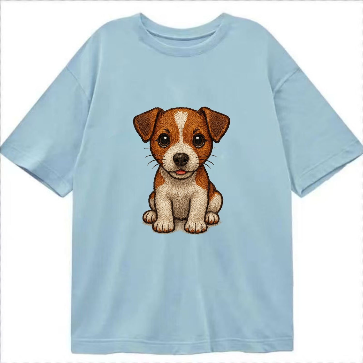 Baby Jack Russell Terrier Puppy - white with markings, alert ears, energetic - Classic T-shirt - Light Blue