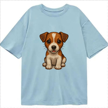 Baby Jack Russell Terrier Puppy - white with markings, alert ears, energetic - Classic T-shirt - Light Blue