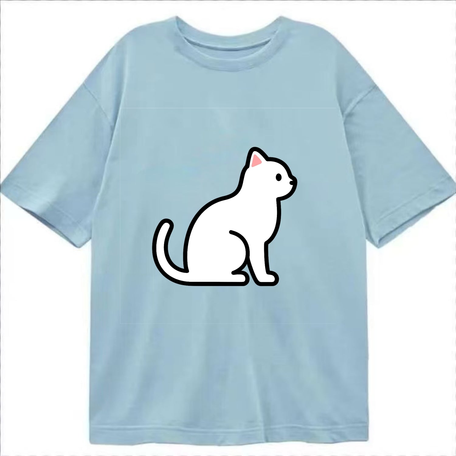 Domestic Shorthair - White classic flat side profile - Classic T-shirt - Light Blue