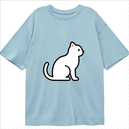 Domestic Shorthair - White classic flat side profile - Classic T-shirt - Light Blue