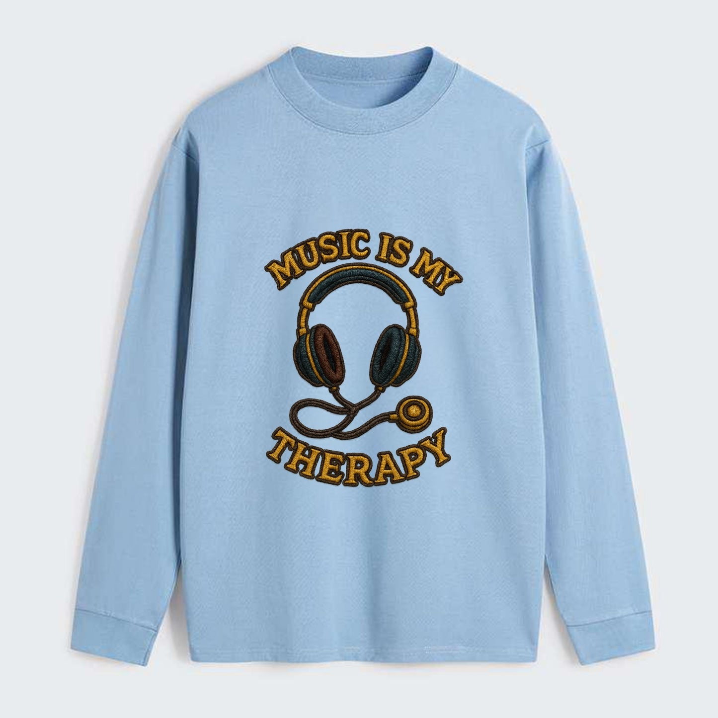 Music Is My Therapy  - Classic Long Sleeve Shirt - Light Blue