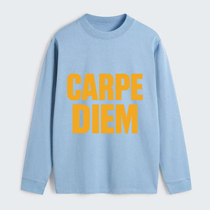 Bold typography design - "CARPE DIEM" - seize the day - Classic Long Sleeve Shirt - Light Blue
