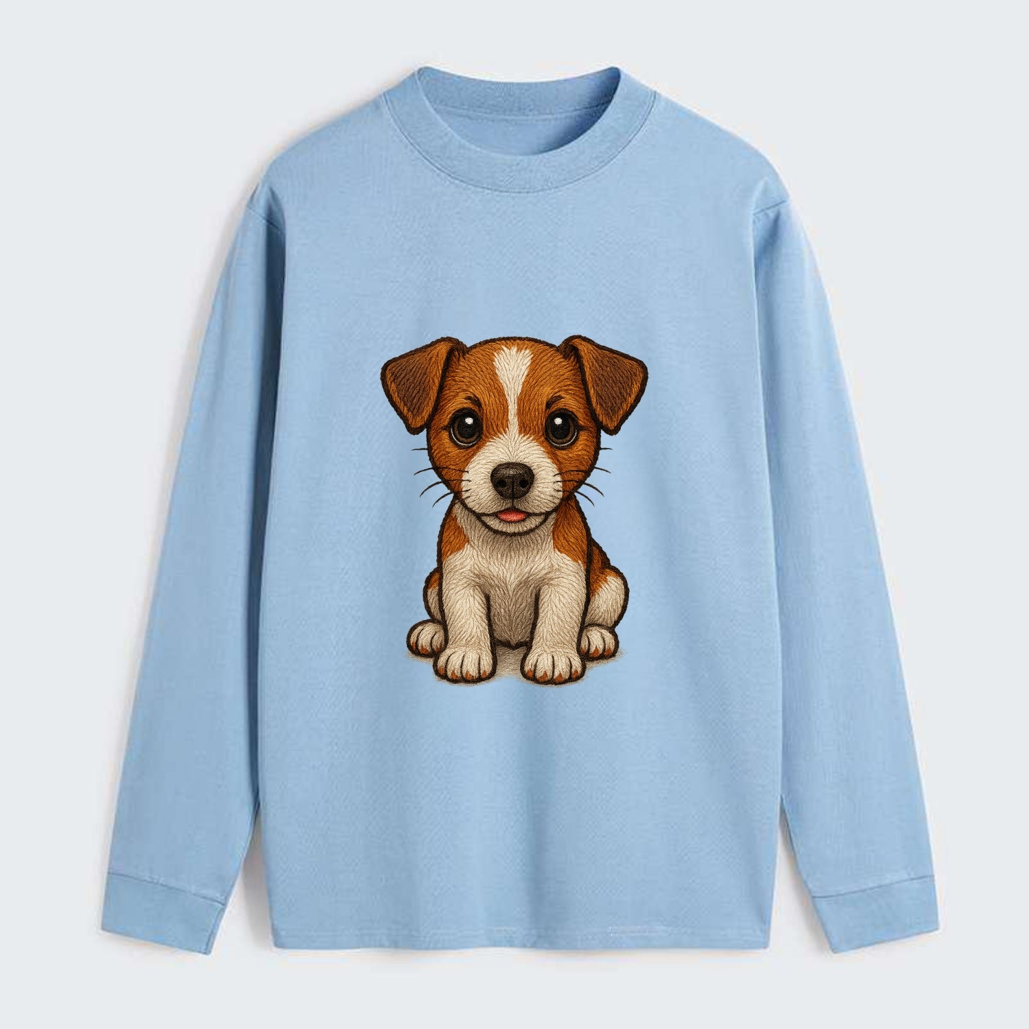 Baby Jack Russell Terrier Puppy - white with markings, alert ears, - Classic Long Sleeve Shirt - Light Blue