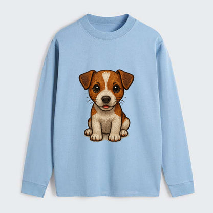 Baby Jack Russell Terrier Puppy - white with markings, alert ears, - Classic Long Sleeve Shirt - Light Blue
