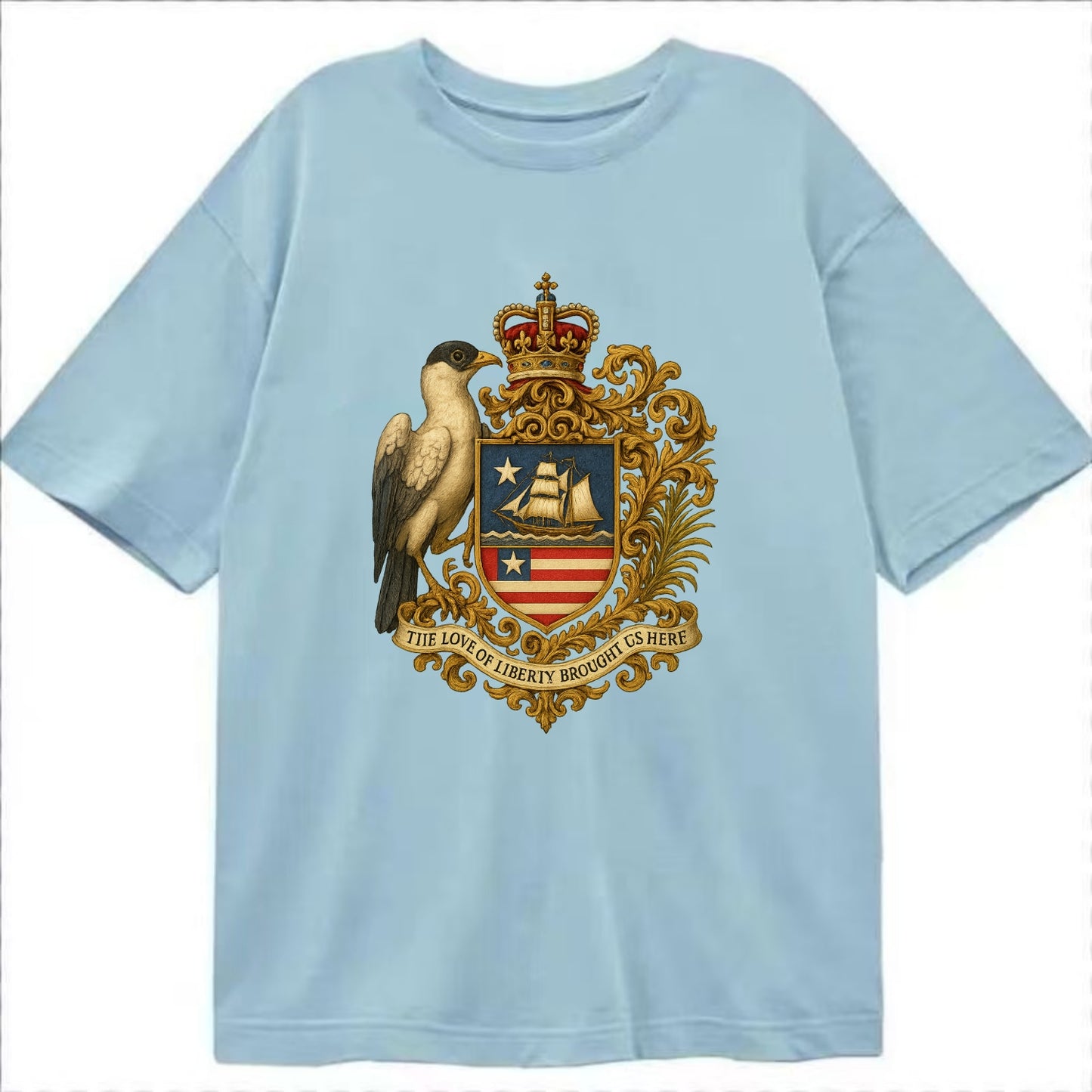 Liberia Pepper Bird Emblem  - Classic T-shirt - Light Blue