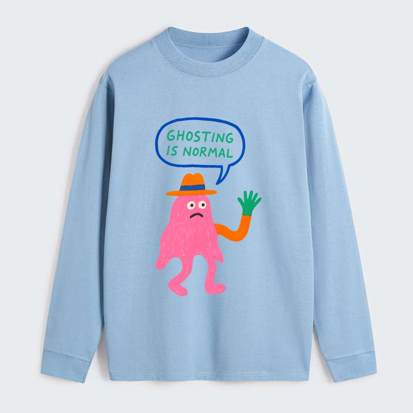 GHOSTING IS NORMAL | Transparent ghost texting - Classic Long Sleeve Shirt - Light Blue
