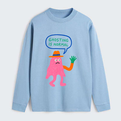 GHOSTING IS NORMAL | Transparent ghost texting - Classic Long Sleeve Shirt - Light Blue