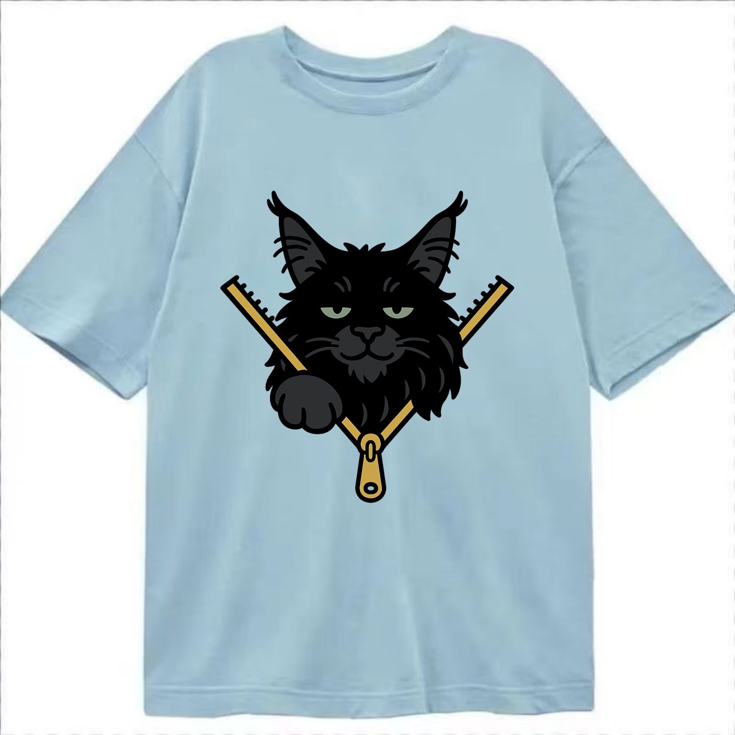Black Maine Coon - Classic T-shirt - Light Blue