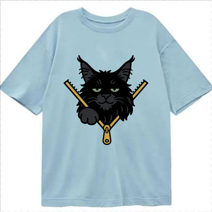 Black Maine Coon - Classic T-shirt - Light Blue