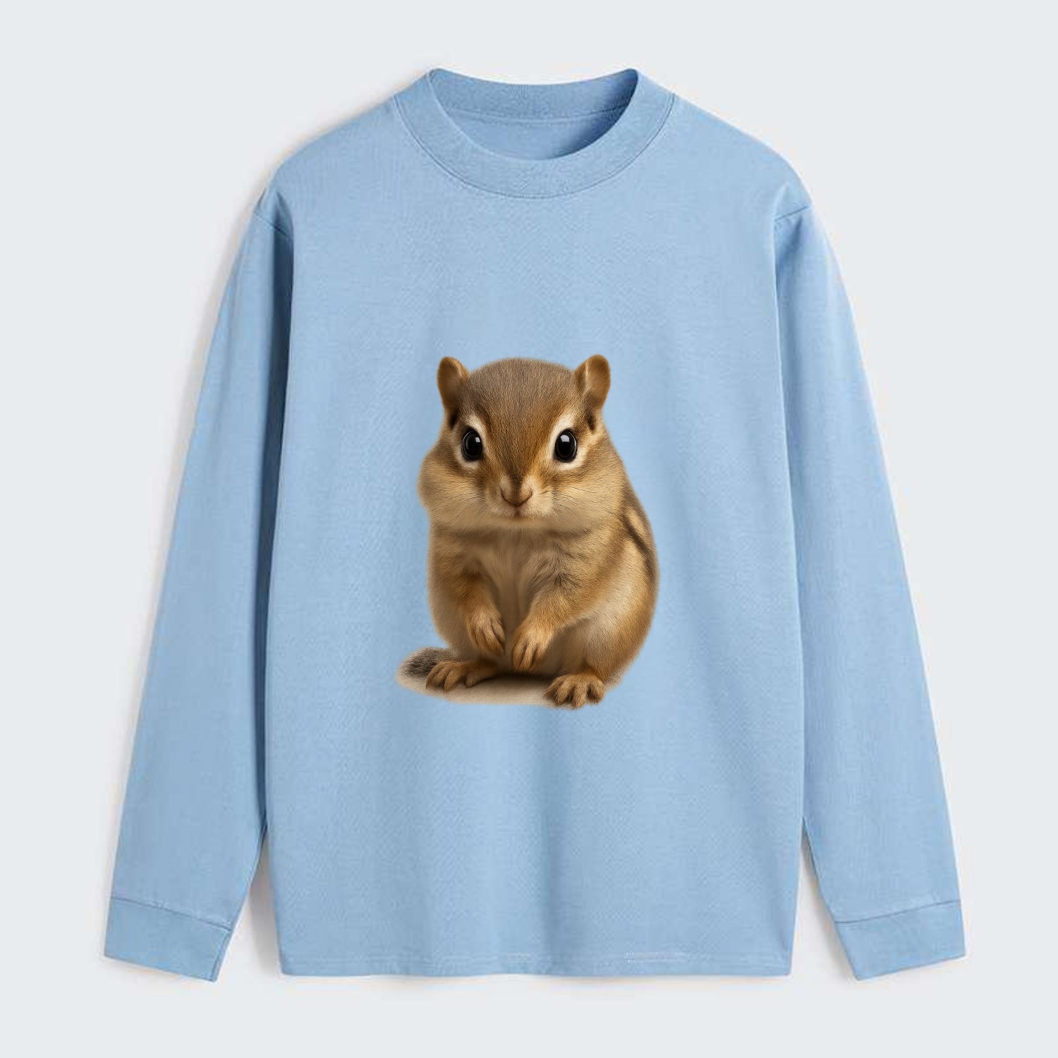 Baby Chipmunk - striped back, cheek pouches, tiny paws, bright eyes, - Classic Long Sleeve Shirt - Light Blue