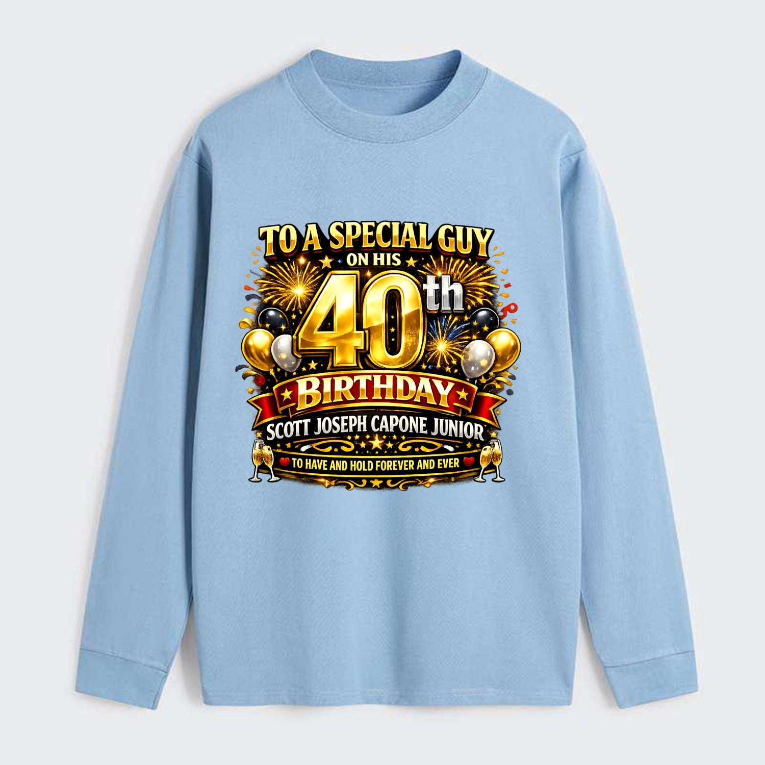 Special 40th Birthday - Classic Long Sleeve Shirt - Light Blue