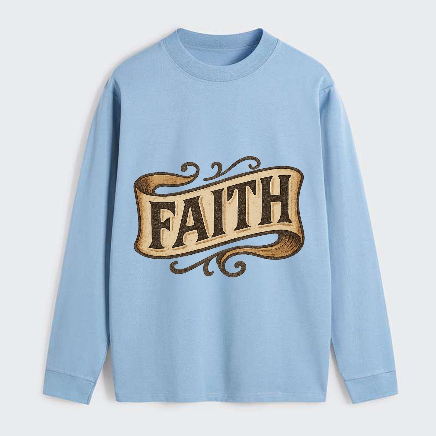 Bold typography design - "FAITH" - trust in the unseen, spiritual - Classic Long Sleeve Shirt - Light Blue