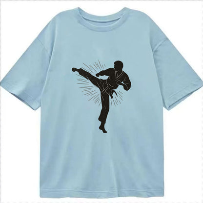 Taekwondo athlete spinning heel kick - Classic T-shirt - Light Blue