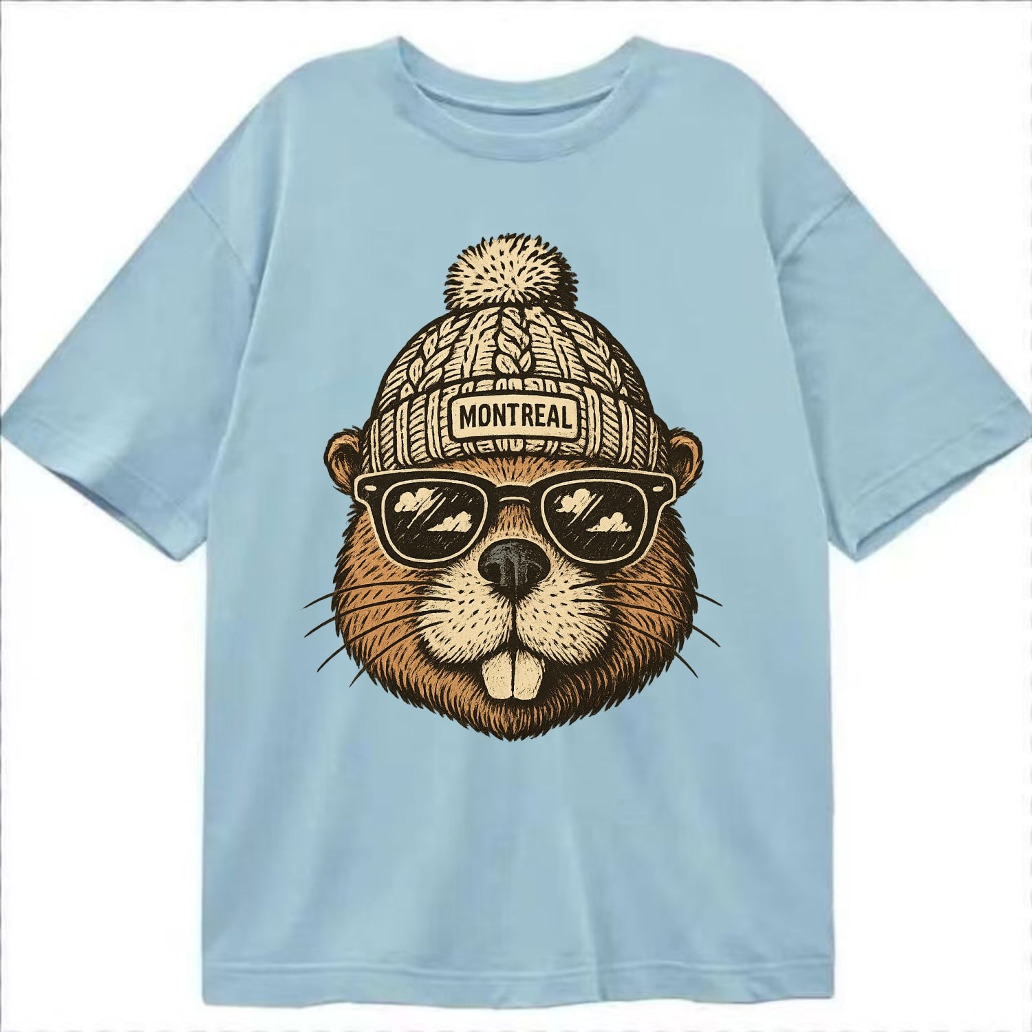 Montreal Beaver wearing Montreal beanie - Classic T-shirt - Light Blue