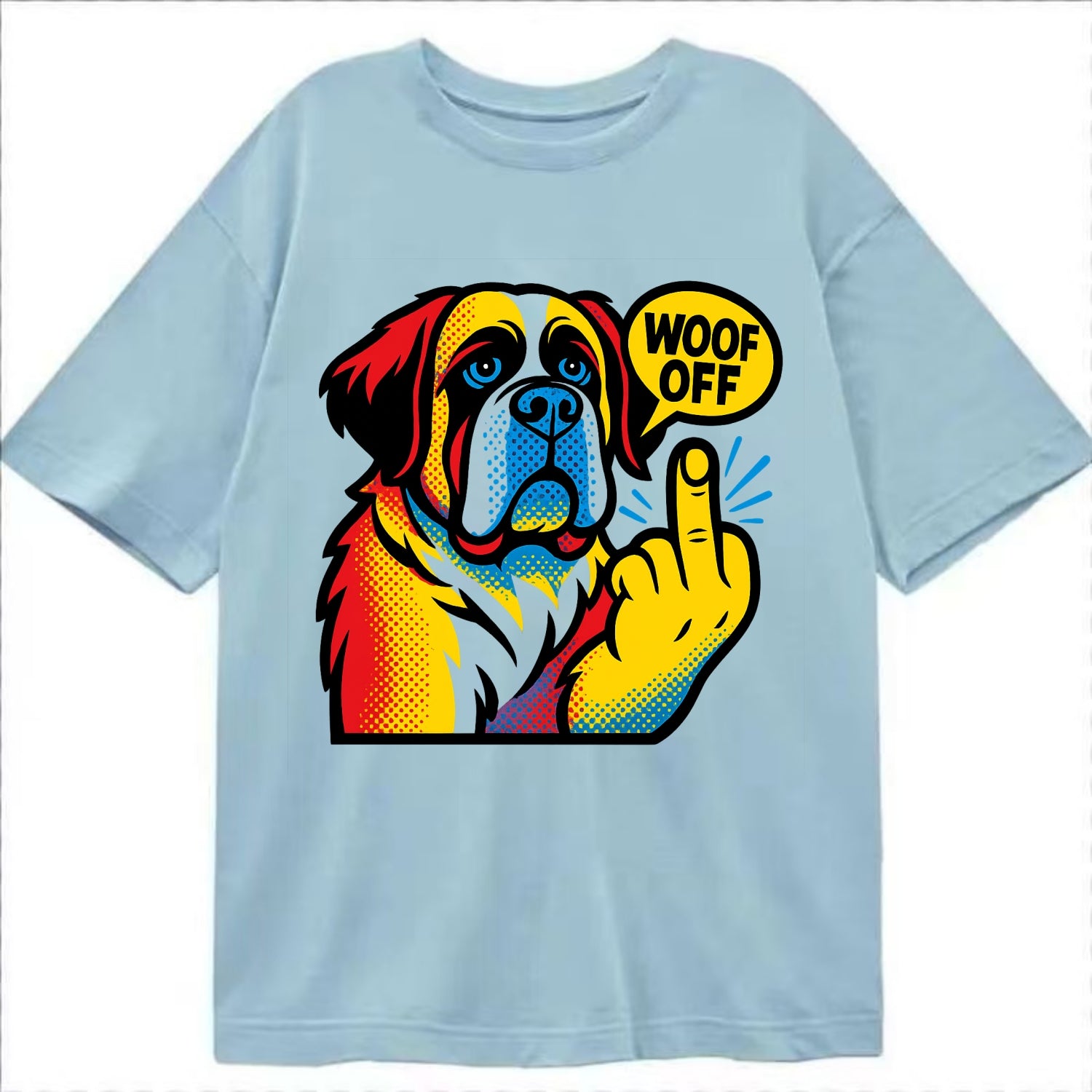 Saint Bernard with gentle giant face and droopy jowls, huge paw raised - Classic T-shirt - Light Blue
