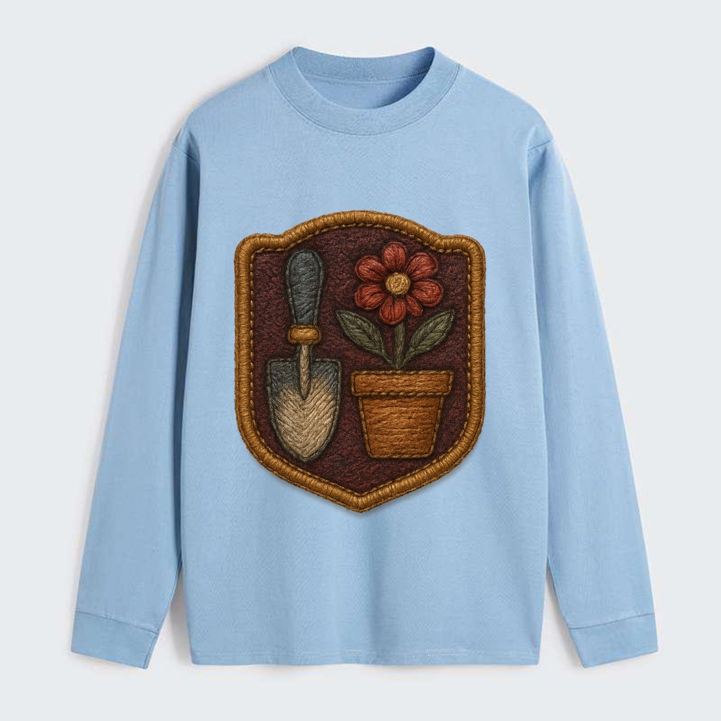 Garden trowel with flower pot - gardener badge - Classic Long Sleeve Shirt - Light Blue